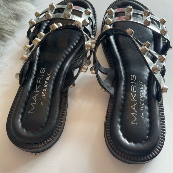 Makris silver caged and stud flat sandal - Picture 3 of 7